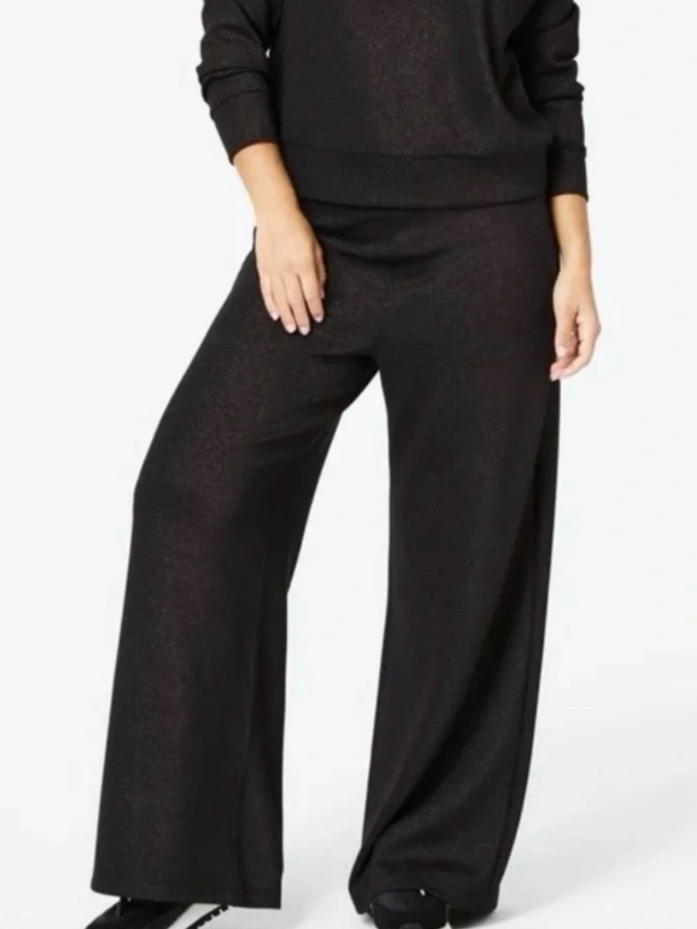 SPANX Air Essentials Shimmer Black Wide-Leg Lounge Pants